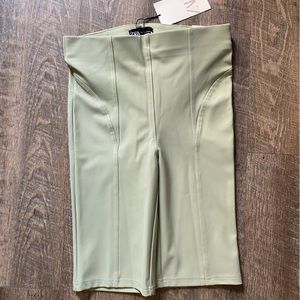 Zara sage green biker shorts